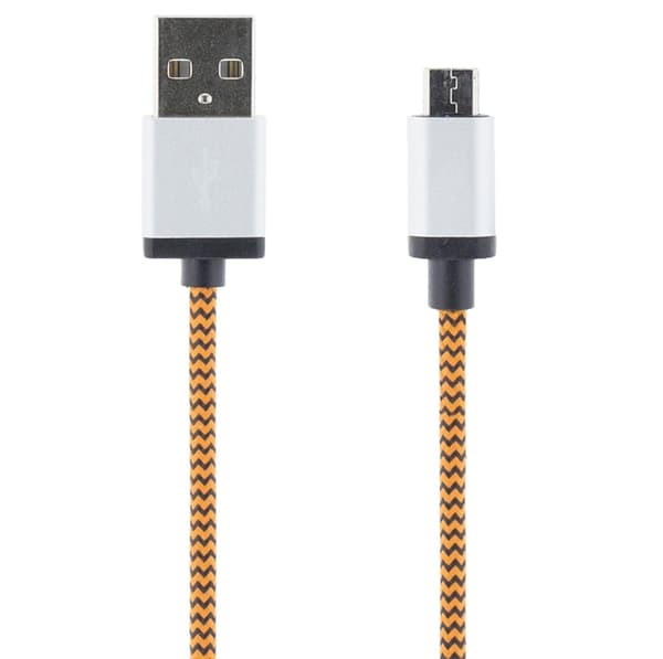 STREETZ USB-kaapeli, kangasp., Type A ur - Type Micro B, 1m, oranssi