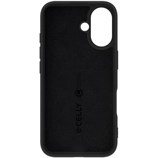 Celly Cromo Soft gummideksel iPhone 16 Svart