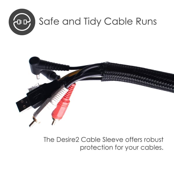 Desire2 Deskmate Cable Sheath 2m Velcro Closing Black