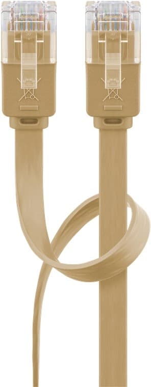 Goobay CAT 6 flat patchkabel, U/UTP, lysebrun kobberleder (CU), 1 m