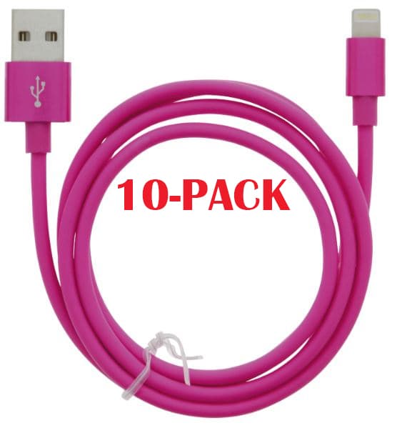 10-PACK kabel USB-A - Lightning 2,4A, 1 m, rosa