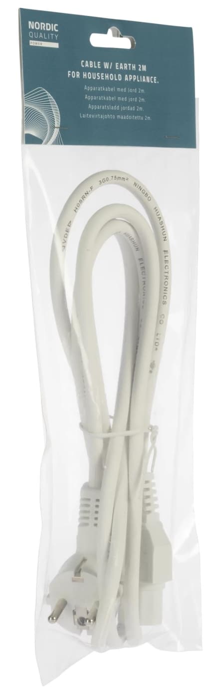 Nordic Quality C15 elkabel, 2m, Vit