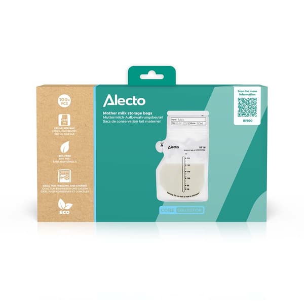 Alecto Poser til opbevaring af modermælk 220 ml, 100 stk