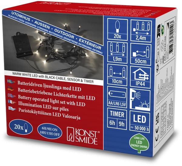 Konstsmide Ljusslinga 20 varmvita LED
