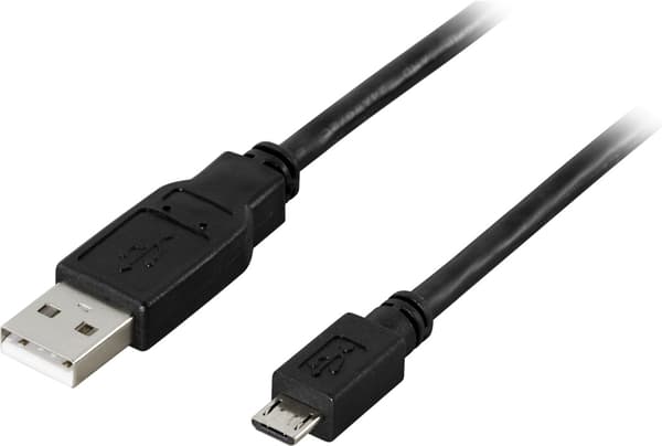 DELTACO USB 2.0 kaapeli, A u - Micro B u, 5-pin, 0,25m, musta