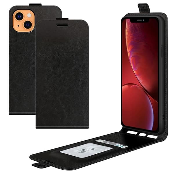 Flipfodral i PU-läder för iPhone 13, Svart