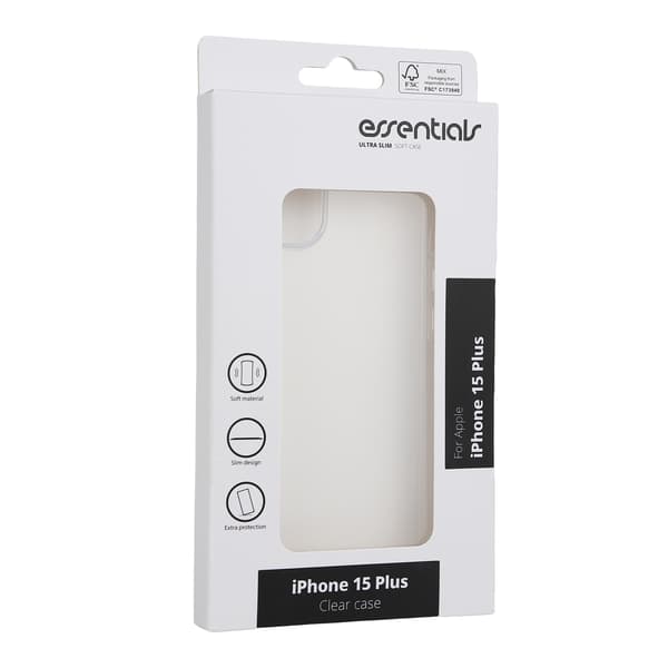 Essentials iPhone 15 Plus TPU-bakdeksel, gjennomsiktig