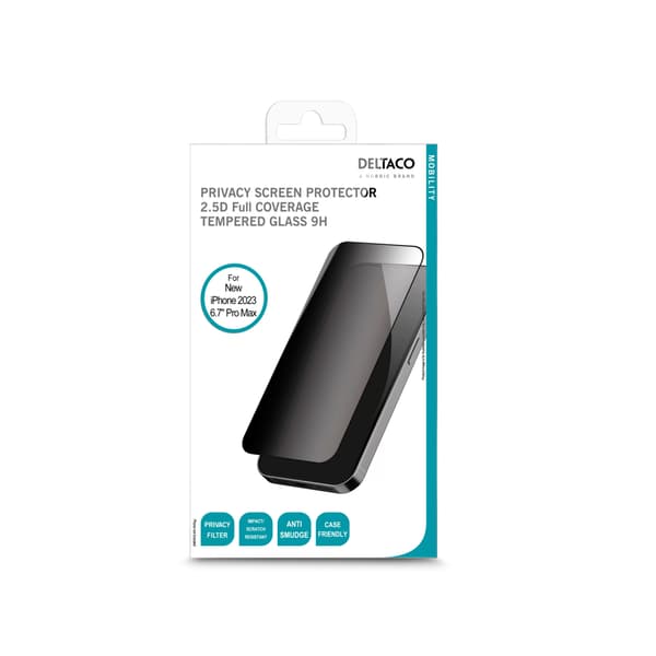 DELTACO Skjermbeskytter for personvern iPhone 15 Pro Max