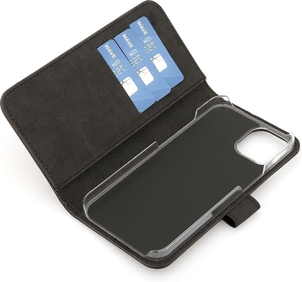 Wave Flap BookCase -suojakotelo, iPhone 13, musta