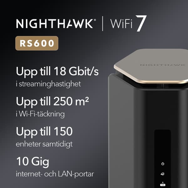 Netgear Nighthawk WiFi 7 Router RS600, 18Gbps Netgear