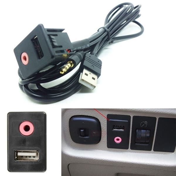 Forlængerkabel med USB og Aux, 1,5m