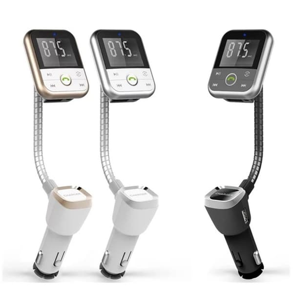 FM-sender med Bluetooth-handsfree og billader (Sølv)
