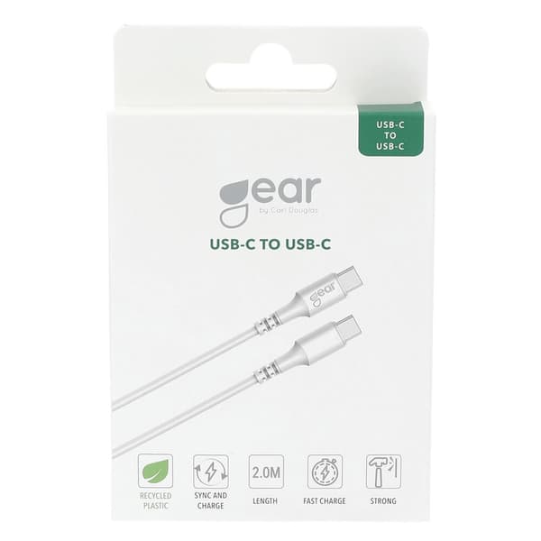 Gear Ladekabel USB-C til USB-C 2.0 2m Kabel Hvit