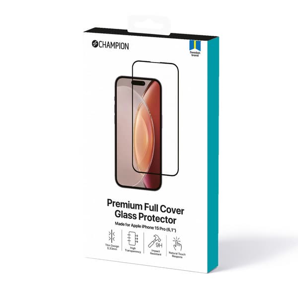 Champion Skjermbeskytter iPhone 15 Pro Svart