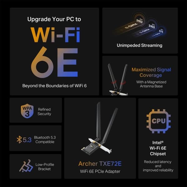 TP-Link AXE5400 Wi-Fi 6E Bluetooth 5.3 PCIe-sovitin /Archer TXE72E
