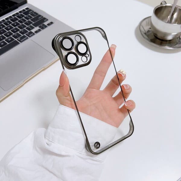 Rammeløst etui til iPhone 12 Pro, gennemsigtig/sort