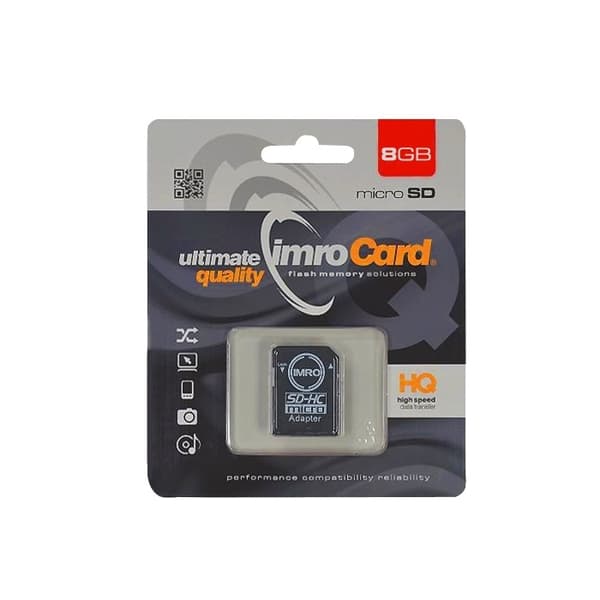 IMRO MicroSDHC 8 GB cl.4 med adapter