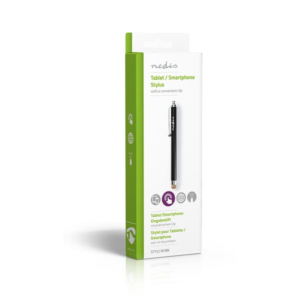 Nedis Stylus | Apparat: Smartphone / Tablet | Copper-Cloth Tip | 1 stk. | Med klipp | Sort