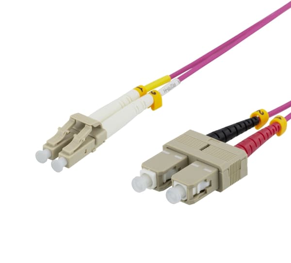 DELTACO OM4-kuitukaapeli, LC – SC, duplex, multimode, 50/125, 1,5m