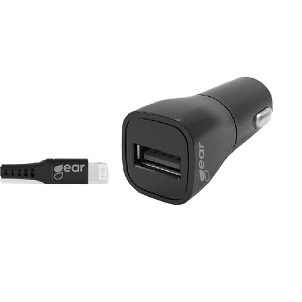 Gear Lader 12-24V 1xUSB 2,4A Sort Lightning kabel 1m MFI C89