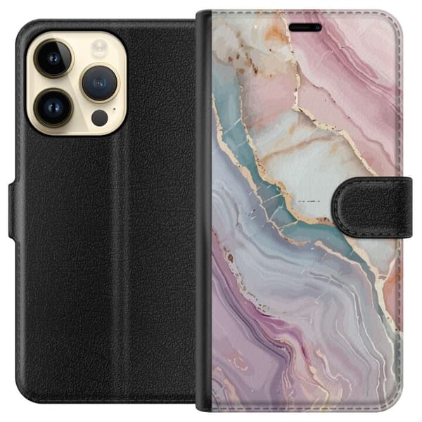 Tegnebogsetui til Apple iPhone 15 Pro med Marmor motiv