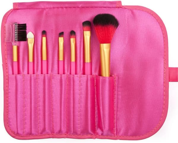 Professionella skonsamma sminkborstar, 7-pack, rosa
