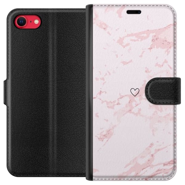 Tegnebogsetui til Apple iPhone 7 med Rosa Hjerte motiv