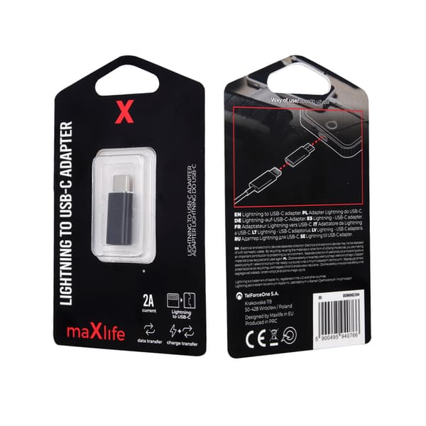 Maxlife Lightning USB-C-sovitin