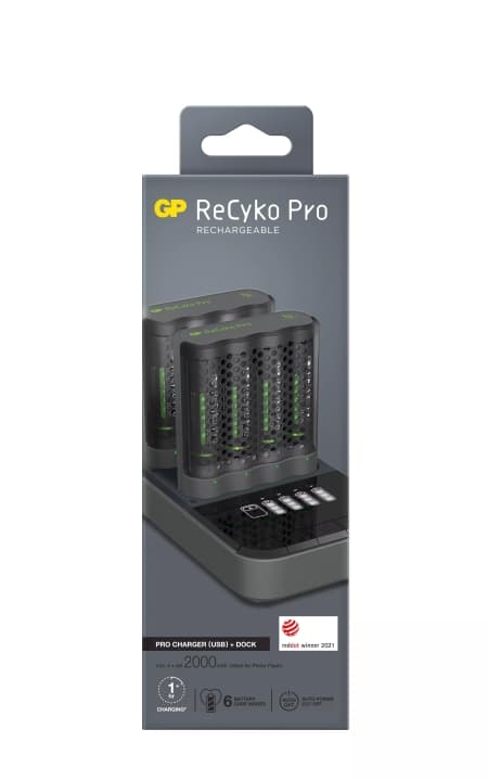 GP Pro Charger 2pcs w/charg.st.+ 8xAA Photoflash (PB)