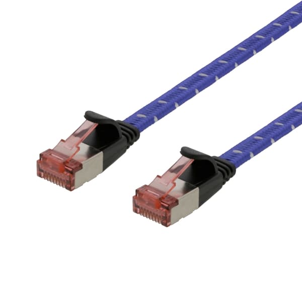 DELTACO U/FTP Tough Flat Cat6a patchkabel, 1 m, flertrådet kjerne