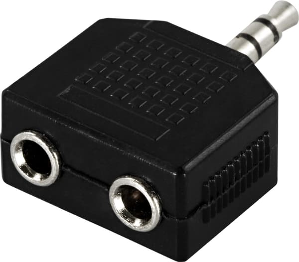 DELTACO Y-adapter til lyd, 1x3,5mm han til 2x3,5mm hun