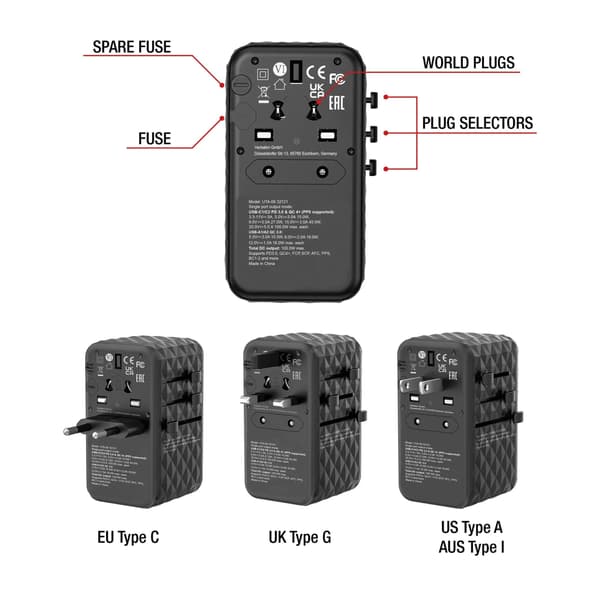 Verbatim UTA-06 GaN III Universal Reseadapter med 2 x USB-C PD