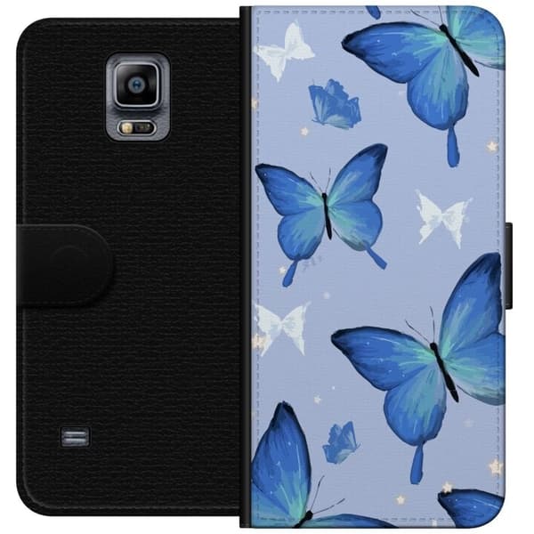 Tegnebogsetui til Samsung Galaxy Note 4 med Blå sommerfugle motiv