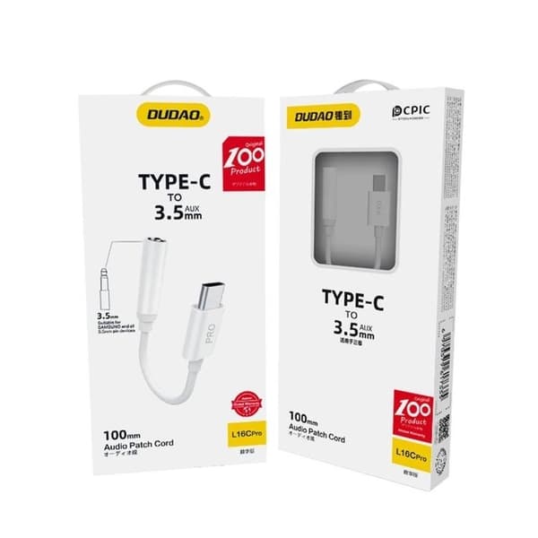 Dudao Adapter Dudao L16CPro USB-C til jack 0,1 m (hvit)