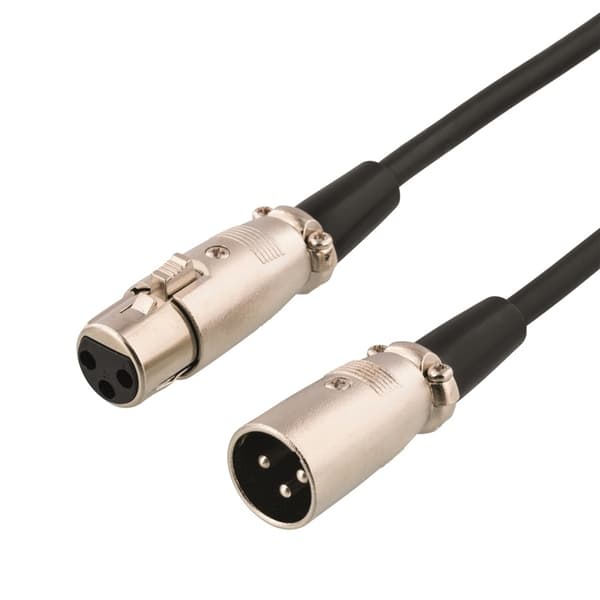 DELTACO XLR-lydkabel, 3-pin han - 3-pin hun, 20m, sort