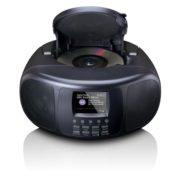 Lenco Bærbar internetradio med DAB+/FM, Bluetooth®, cd-afspiller og stort LCD-farvedisplay Sort