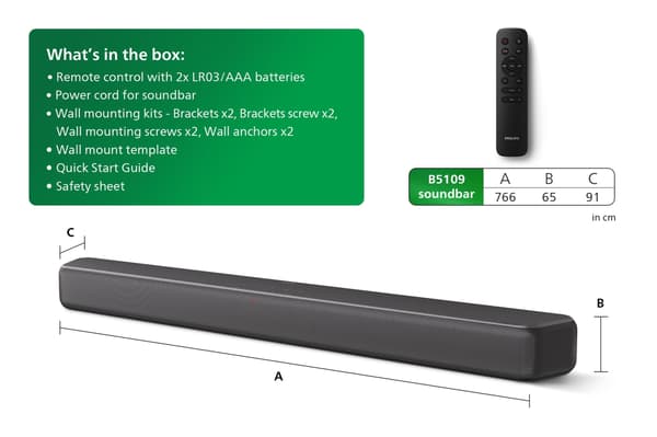 Philips TAB5109 2.0 Soundbar-ljudsystem