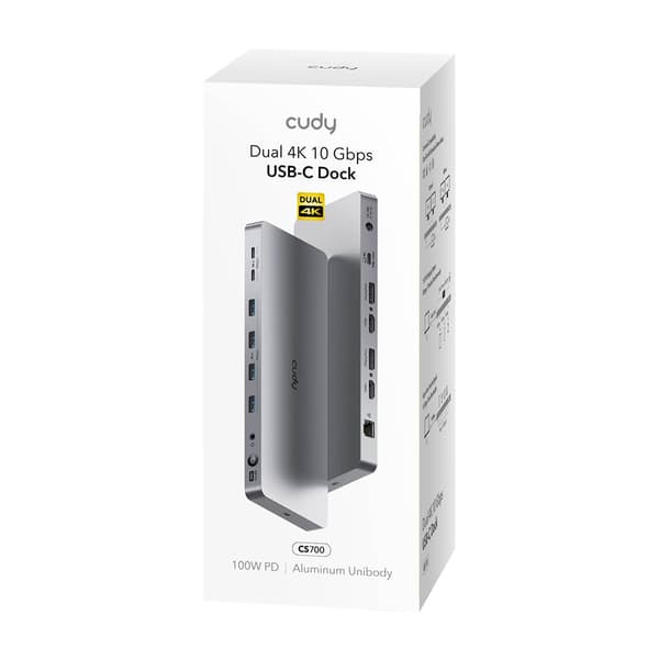 CUDY Dockningsstation CS700 10Gbps USB-C Dual 4K 150W