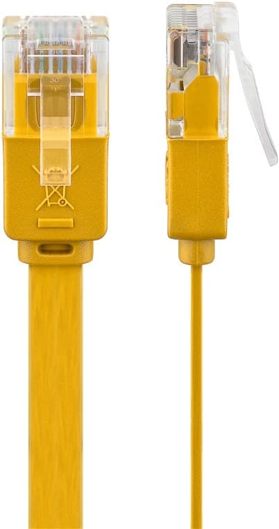 Goobay CAT 6 flat patchkabel, U/UTP, gul kobberleder (CU), 2 m