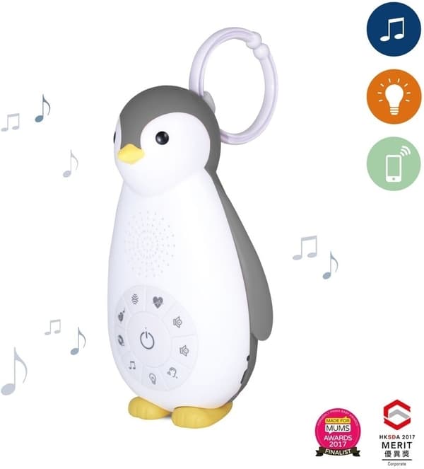 Zazu Zoe højttaler natlampe, pingvin, grå