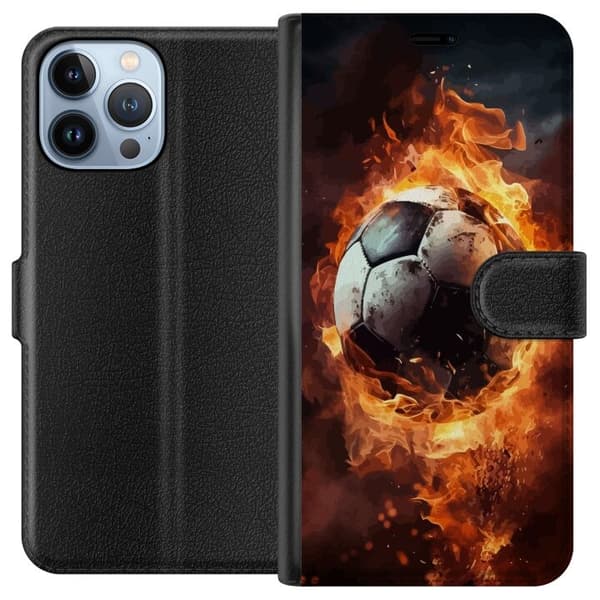 Tegnebogsetui til Apple iPhone 13 Pro Max med Fodbold motiv