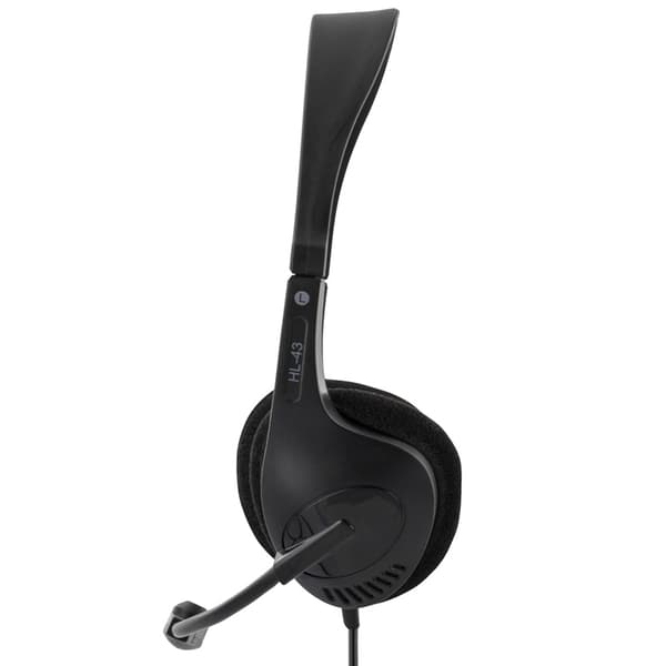 DELTACO headset, 32 Ohm, 2,5 m kabel, svart