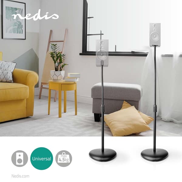 Nedis Speaker Mount | Kompatibel med: Universal | Gulv | 4.5 | Height Adjustable | ABS / Stål | Sort