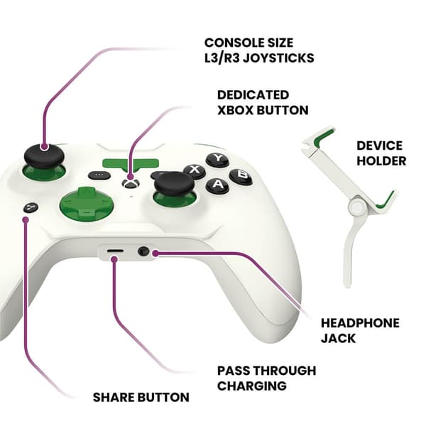 RIOTPWR Gaming Controller iOS Xbox Pro Cloud-baseret Hvid
