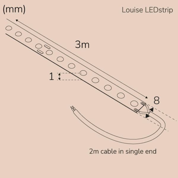 Llitt Louise Ledstrip COB-LED DOT uten transformator IP20 3 meter 3000K