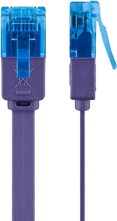 Goobay CAT 6A platt patchkabel, U/UTP, violett kopparledare (CU), 0.5 m