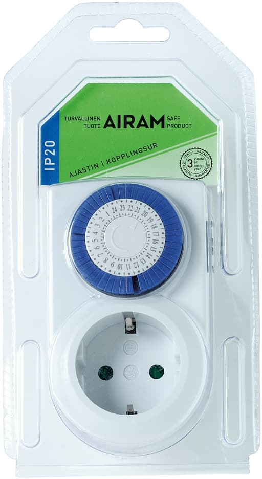 Airam TIMER MINI IP20 24H, INNDELING 30 MIN