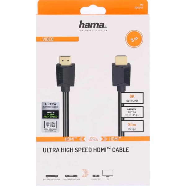 Hama Kabel HDMI High Speed 8K 48Gbit/s Sort 3.0m