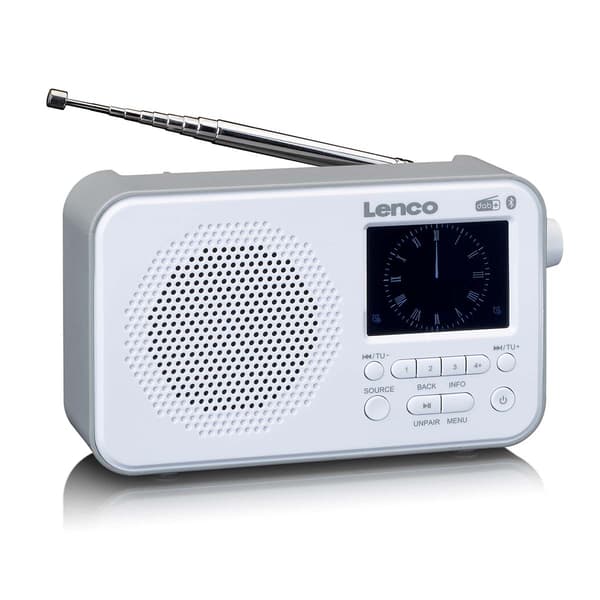 Lenco Bärbar DAB+ FM-radio med Bluetooth® 2,4" TFT-display Vit