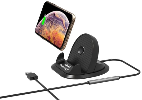 Qi-oplader med hurtig opladning til smartphone, Sort